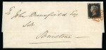 Stamp of Great Britain » 1840 1d Black and 1d Red plates 1a to 11 1840 1d Black pl.8 KH, good to very good margins, tied to 1840 (Oct 27) entire from Rotherham to Penistone tied by crisp red Maltese Cross