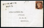 1841 1d Red pl.28 EB, just touched at lower left, tied to 1843 (May 30) printed lettersheet by distinctive Poolewe "empty centre" Maltese Cross