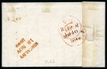 Stamp of Great Britain » The "Quercus" Collection » Coloured Maltese Cross Cancellations 1840 1d Black pl.6 SC tied to 1840 (Nov 18) wrapper from Kirkcaldy to Leith (Scotland) by crisp ORANGE Maltese Cross