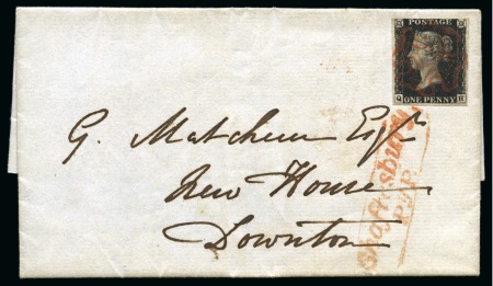 Stamp of Great Britain » The "Quercus" Collection » 1840 1d Black 1840 1d Black pl.5 QH, close to good margins, on 1840 (Dec 31) entire with "Shaftesbury / Py P." hs below