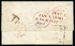 1840 1d Black pl.1b QI tied to 1841 (Jan 15) wrapper from Haddington to Portobello (Scotland), redirected twice