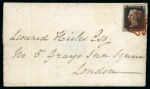 Stamp of Great Britain » 1840 1d Black and 1d Red plates 1a to 11 1840 1d Black pl.6 BK, tied to 1841 (Mar 21) wrapper to London by crisp and vivid red Maltese Cross, late usage of red ink