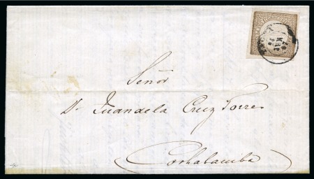 Stamp of Peru 1863 1p brown on cover to Bolivia