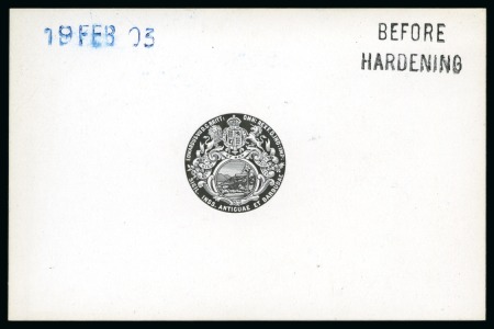Stamp of Antigua & Barbuda Antigua 1903 (19 FEB) die proof in black on glazed card (92 x 60mm) Rare