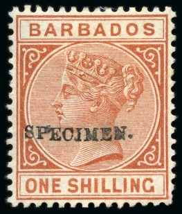 Stamp of Barbados Barbados Barbados ½d Green, 2 ½d x 2 One partially Doubled, 3d. 4d grey and 4d brown 6d. and 1/- each hand stamped Specimen