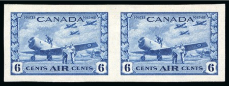 Stamp of Canada Canada 1942-48 "War Effort" 7c blue "Air" IMPERFORATE horizontal proof pair,