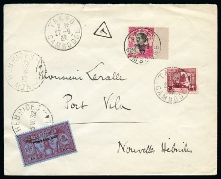 New Hebrides 1932 (25 Nov) incoming cover from Indochina 