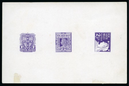 Stamp of Australia » New South Wales NEW SOUTH WALES 1897 "Diamond Jubilee" 1d,  2d,  2 ½d (types 62/4) composite "triptych" die proof in Violet 