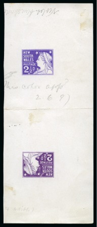 Stamp of Australia » New South Wales NEW SOUTH WALES 1897 Diamond Jubilee 2½d. "double" die proof on thin glazed card