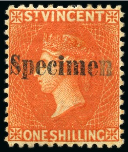 Stamp of St. Vincent St Vincent 1883-84 1/- orange-vermilion, part o.g. variety "Watermark Crown CA Reversed" 