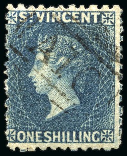 Stamp of St. Vincent St Vincent 1866 1/- Slate-grey, No wmk, Perf 11 to 12.5, neatly cancelled by A16 in oval bars;
