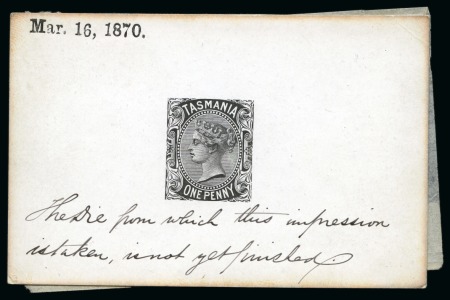 Stamp of Australia » Tasmania Tasmania SG127 1870 1d Sideface die proof SUPERB and UNIQUE