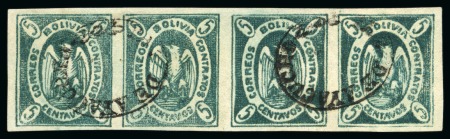 1867, 5c green, fourth re-engraving, used strip of four