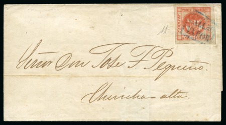 Stamp of Peru 1858 1p red on cover from Callao to Chincha Alta