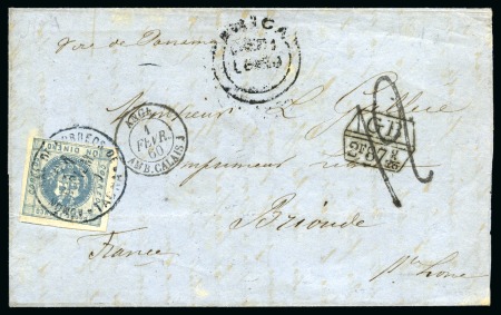 Stamp of Peru 1858 1d blue on cover to France