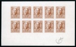1913 Romanov Tercentenary 15k red brown, imperforate sheetlet of 10, printed in issued colour on white wove chalky paper
