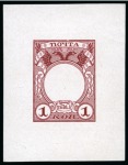 1913 Romanov Tercentenary 1k carmine-brown, frame only die proof on chalk surfaced paper