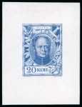 1913 Romanov Tercentenary group of six proofs in blue shades on chalk surfaced paper