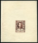 Stamp of Russia » The "Nikolai" Collection of Romanov Essays and Proofs 1913 Romanov Tercentenary 5 Ruble, state 12 complete die proof in brown on wove paper, with pen marks by engraver