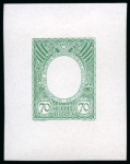 1913 Romanov Tercentenary 70k frame only die proofs in emerald, dark blue and violet