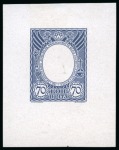 1913 Romanov Tercentenary 70k frame only die proofs in emerald, dark blue and violet