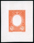 1913 Romanov Tercentenary 70k frame only die proofs in purple-brown, blue-green and orange