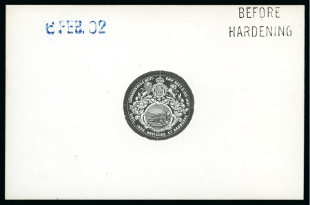 Stamp of Antigua & Barbuda Antigua 1902 (6 Feb) die proof in black on glazed card (92 x 60mm) of vignette for 1903-07 ½d to 2/- 