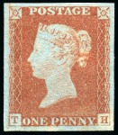 1841 1d Orange-Brown pl.74 TH mint with large balanced margins all round