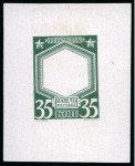 1913 Romanov Tercentenary 35k frame only die proofs in dark green, grey-blue, brown and lilac
