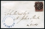 Stamp of Great Britain » 1841 1d Red 1841 1d Red pl.36 BE tied to small 1843 (Aug 28) envelope by crisp distinctive "small diamond" Leeds Maltese Cross