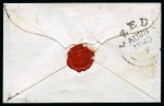 1841 1d Red pl.36 BE tied to small 1843 (Aug 28) envelope by crisp distinctive "small diamond" Leeds Maltese Cross