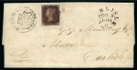 1841 1d Red pl.10 HJ on cover placed contrary to regulations at top left cancelled at the Spilsby office with further strike of the MC adjacent