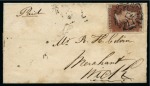 1841 1d Red pl.27 NB tied to small lettersheet from Huna to Wick (Scotland) by doubled outer line Maltese Cross