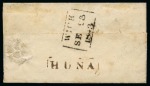 Stamp of Great Britain » 1841 1d Red 1841 1d Red pl.27 NB tied to small lettersheet from Huna to Wick (Scotland) by doubled outer line Maltese Cross