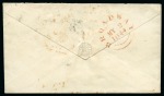 1841 1d Red TK tied to 1844 (May 1) envelope from London to Broadway by "Bridge St. West / 1D PAID" hs only