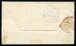 1841 1d Red DB tied to 1843 (Jul 28) wrapper from Tullamore to Mountmellick (Ireland) by neat blue Maltese Cross
