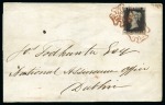 Stamp of Great Britain » 1840 1d Black and 1d Red plates 1a to 11 1840 1d Black pl.1b EF tied to 1840 (Jul 2) wrapper from Newry by two strikes of a purple-brown/reddish brown Maltese Cross