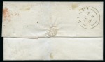 1840 1d Black pl.3 QD tied to 1840 (Aug 18) wrapper from Rugby to Warwick (Warwickshire) by neat vermilion Maltese Cross