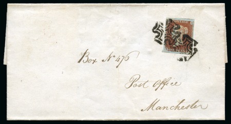 Manchester: 1841 1d Red TF, good to huge margins, tied