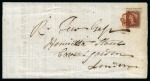 1840 1d Red pl.11 AF top marginal with partial inscription on 1841 (Jun 8) printed circular from Billericay tied by crisp red Maltese Cross