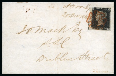 Stamp of Great Britain » 1840 1d Black and 1d Red plates 1a to 11 1840 1d Black pl.5 KA left marginal on 1840 (Dec 31) lettersheet sent locally in Edinburgh