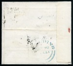 1841 1d Red OI on 1843 (May 30) lettersheet from Kirton (Lincolnshire) tied by light black Maltese Cross and pen cross, redirected