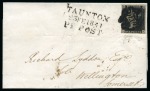 Stamp of Great Britain » 1840 1d Black and 1d Red plates 1a to 11 1840 1d Black pl.8 SK on 1841 (Feb 23) wrapper from Taunton to Wellington (Somerset) tied by black Maltese Cross 