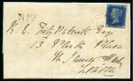 1840 2d Blue pl.2 OC on 1841 (Dec 29) mourning lettersheet from Galway (Ireland) to London, tied by neat black Maltese Cross