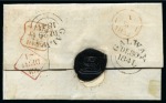 1840 2d Blue pl.2 OC on 1841 (Dec 29) mourning lettersheet from Galway (Ireland) to London, tied by neat black Maltese Cross