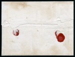 1840 2d Blue pl.1 QD and pl.1 RE on large wrapper tied by neat red Maltese Crosses with RE also tied by Dorchester cds, underpaid