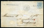 1877 (Jul 29) Wrapper from Singapore with rare"POSS. ANG. / PAQ. FR. N No 10" maritime octagonal ds adjacent