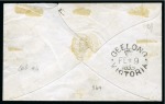 Stamp of Australia » Victoria 1855 (Feb 9) Envelope sent registered from Melbourne to Ashby with 1854 6d dull orange and 1s Registered