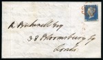 1840 2d Blue pl.1 KA, fine to very good margins, on 1841 (Jan 1) lettersheet from Petworth (Sussex) to London