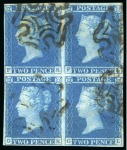 Stamp of Great Britain » 1841 2d Blue 1841 2d Blue pl.3 FK/GL block of four, fine to large